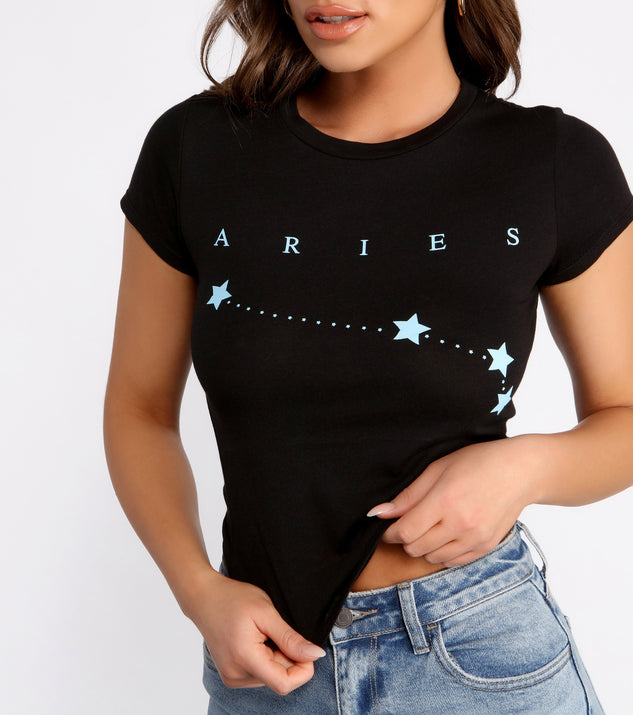 With fun and flirty details, Aries Star Graphic Tee shows off your unique style for a trendy outfit for the summer season!