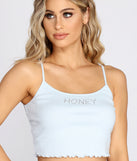 Rhinestone Honey Graphic Tank is a trendy pick to create 2023 festival outfits, festival dresses, outfits for concerts or raves, and complete your best party outfits!