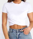 With fun and flirty details, Crossover Detail Crop Top shows off your unique style for a trendy outfit for the summer season!