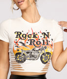 With fun and flirty details, Slashed Rock N' Roll Tee Shirt shows off your unique style for a trendy outfit for the summer season!