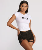 With fun and flirty details, MILF Graphic Print Short Sleeve Tee Shirt shows off your unique style for a trendy outfit for the summer season!