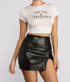 With fun and flirty details, Tacos & Tequila Cropped Tee shows off your unique style for a trendy outfit for the summer season!