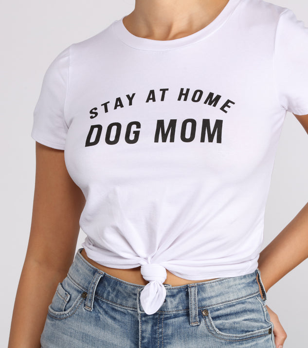 With fun and flirty details, Stay At Home Dog Mom Tee shows off your unique style for a trendy outfit for the summer season!