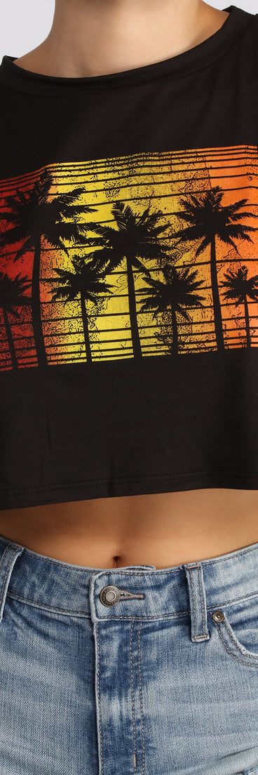 With fun and flirty details, Watch the Sunset Crop Top shows off your unique style for a trendy outfit for the summer season!