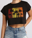 With fun and flirty details, Watch the Sunset Crop Top shows off your unique style for a trendy outfit for the summer season!