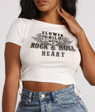 With fun and flirty details, Rock Flower Child Cropped Crew Neck Graphic Top shows off your unique style for a trendy outfit for the summer season!