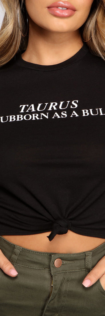 With fun and flirty details, Taurus Trendy Cropped Tee shows off your unique style for a trendy outfit for the summer season!