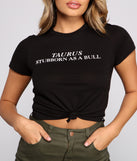 With fun and flirty details, Taurus Trendy Cropped Tee shows off your unique style for a trendy outfit for the summer season!