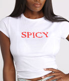 Short Sleeve Spicy Graphic Top is a trendy pick to create 2023 festival outfits, festival dresses, outfits for concerts or raves, and complete your best party outfits!