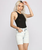 With fun and flirty details, Jersey-Knit Racer Back Bodysuit shows off your unique style for a trendy outfit for the summer season!