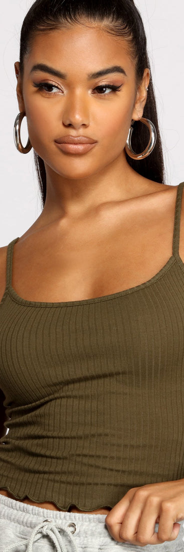 With fun and flirty details, Frilled and Flirty Cropped Ribbed Cami shows off your unique style for a trendy outfit for the summer season!
