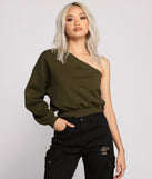 The trendy Comfy-Chic One Sleeve Top is the perfect pick to create a holiday outfit, new years attire, cocktail outfit, or party look for any seasonal event!