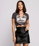 With fun and flirty details, Major Babe Edgy Cropped Graphic Tee shows off your unique style for a trendy outfit for the summer season!