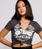 With fun and flirty details, Major Babe Edgy Cropped Graphic Tee shows off your unique style for a trendy outfit for the summer season!