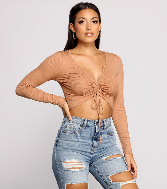 With fun and flirty details, Draw Me In Ribbed Crop Top shows off your unique style for a trendy outfit for the summer season!