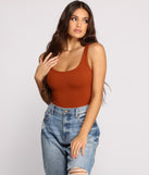 With fun and flirty details, What's The Scoop Ribbed Tank Bodysuit shows off your unique style for a trendy outfit for the summer season!