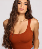 With fun and flirty details, What's The Scoop Ribbed Tank Bodysuit shows off your unique style for a trendy outfit for the summer season!