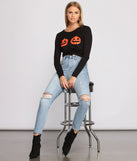 Pumpkin Patch Cropped Long Sleeve Graphic Tee