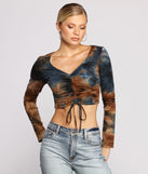 With fun and flirty details, Trendy Tie Dye Drawstring Crop Top shows off your unique style for a trendy outfit for the summer season!