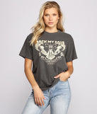With fun and flirty details, Rock My Soul Oversized Graphic Tee shows off your unique style for a trendy outfit for the summer season!