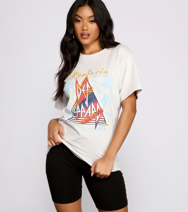 With fun and flirty details, Oversized Def Leppard Band Tee shows off your unique style for a trendy outfit for the summer season!