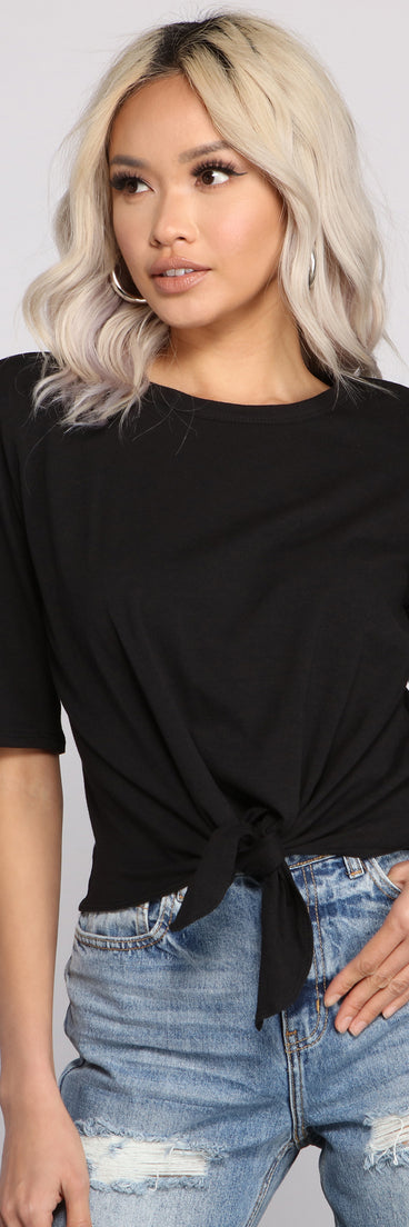 With fun and flirty details, Trendy Twist Knot Cotton Knit Top shows off your unique style for a trendy outfit for the summer season!