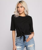 With fun and flirty details, Trendy Twist Knot Cotton Knit Top shows off your unique style for a trendy outfit for the summer season!