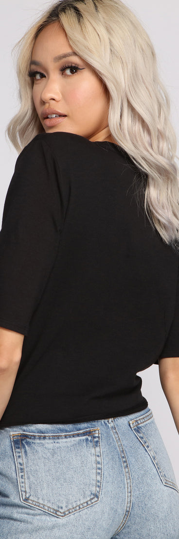 With fun and flirty details, Trendy Twist Knot Cotton Knit Top shows off your unique style for a trendy outfit for the summer season!