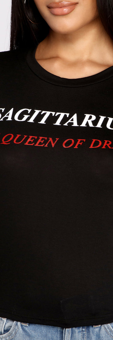 With fun and flirty details, Sagittarius Drama Queen Graphic Tee shows off your unique style for a trendy outfit for the summer season!