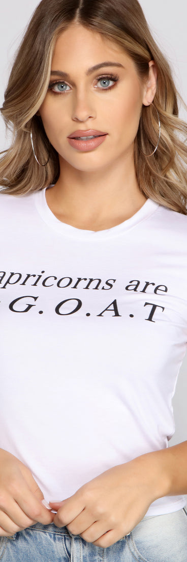 With fun and flirty details, Capricorns Are The Goat Graphic Tee Shirt shows off your unique style for a trendy outfit for the summer season!