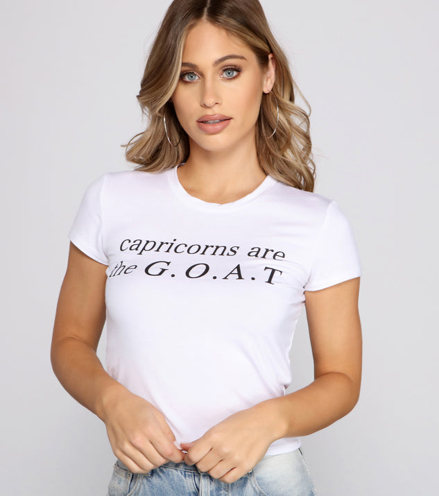 With fun and flirty details, Capricorns Are The Goat Graphic Tee Shirt shows off your unique style for a trendy outfit for the summer season!
