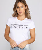 With fun and flirty details, Capricorns Are The Goat Graphic Tee Shirt shows off your unique style for a trendy outfit for the summer season!