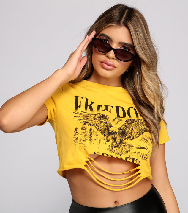 Free Spirit Distressed Graphic Tee is a trendy pick to create 2023 festival outfits, festival dresses, outfits for concerts or raves, and complete your best party outfits!