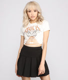 Rocker Chic Cropped Graphic Tee is a trendy pick to create 2023 festival outfits, festival dresses, outfits for concerts or raves, and complete your best party outfits!