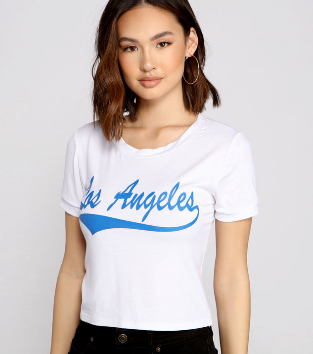 With fun and flirty details, Los Angeles Graphic Tee shows off your unique style for a trendy outfit for the summer season!