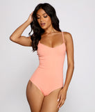 With fun and flirty details, Essential Ribbed Knit Compression Bodysuit shows off your unique style for a trendy outfit for the summer season!