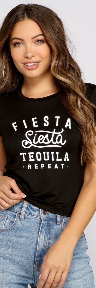 With fun and flirty details, Fiesta Tequila Graphic Tee shows off your unique style for a trendy outfit for the summer season!