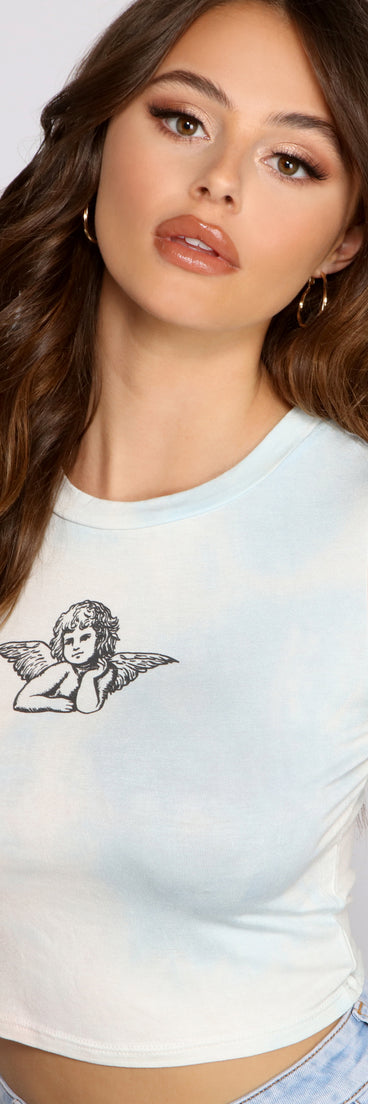 With fun and flirty details, Cherub Cutie Tie Dye Tee Shirt shows off your unique style for a trendy outfit for the summer season!