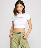 With fun and flirty details, Spoiled Script Crop Top shows off your unique style for a trendy outfit for the summer season!