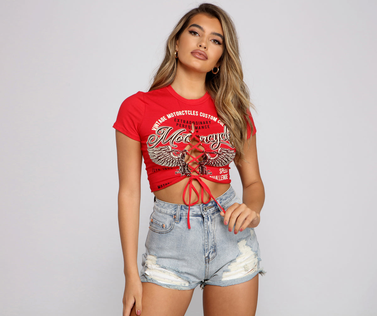 Such A Babe Lace-Up Graphic Tee