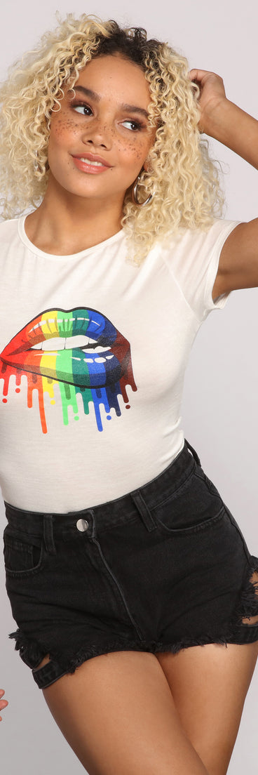With fun and flirty details, Rainbow Lip Glam Graphic Tee shows off your unique style for a trendy outfit for the summer season!