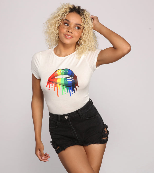 With fun and flirty details, Rainbow Lip Glam Graphic Tee shows off your unique style for a trendy outfit for the summer season!