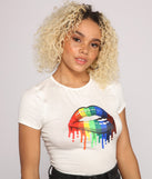 With fun and flirty details, Rainbow Lip Glam Graphic Tee shows off your unique style for a trendy outfit for the summer season!