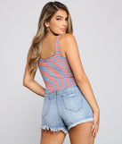 With fun and flirty details, America's Sweetheart Striped Crop Top shows off your unique style for a trendy outfit for the summer season!