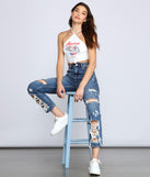 With fun and flirty details, Americana Halter Crop Top shows off your unique style for a trendy outfit for the summer season!