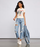 With fun and flirty details, Rock On Graphic Tee Shirt shows off your unique style for a trendy outfit for the summer season!