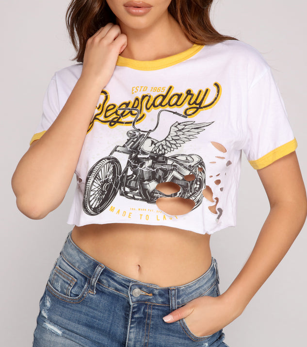 Legendary Distressed Motorcycle Crop Tee | Windsor