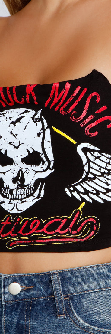 Rocker Babe Strapless Cropped Bustier is a trendy pick to create 2023 festival outfits, festival dresses, outfits for concerts or raves, and complete your best party outfits!