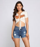 With fun and flirty details, So Vintage Graphic Baseball Top shows off your unique style for a trendy outfit for the summer season!