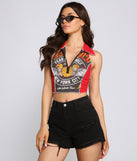 With fun and flirty details, Rock On NYC Graphic Tank shows off your unique style for a trendy outfit for the summer season!